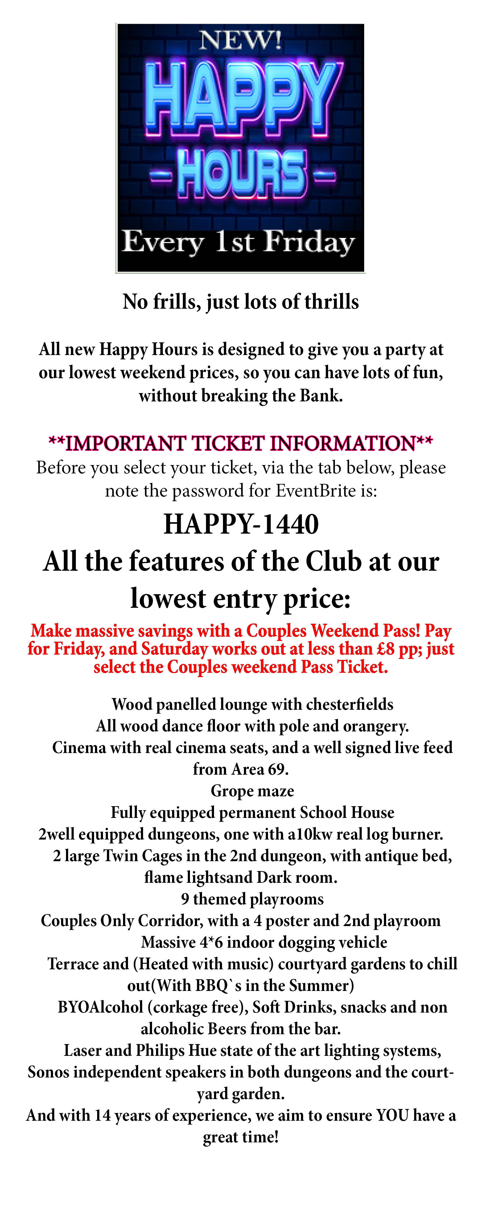 Happy Hours, details and tickets